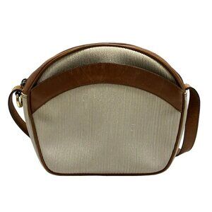 Auth Salvatore Ferragamo - Cream Brown PVC Leather Shoulder Bag